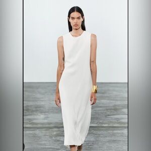 zara white linen blend dress size m